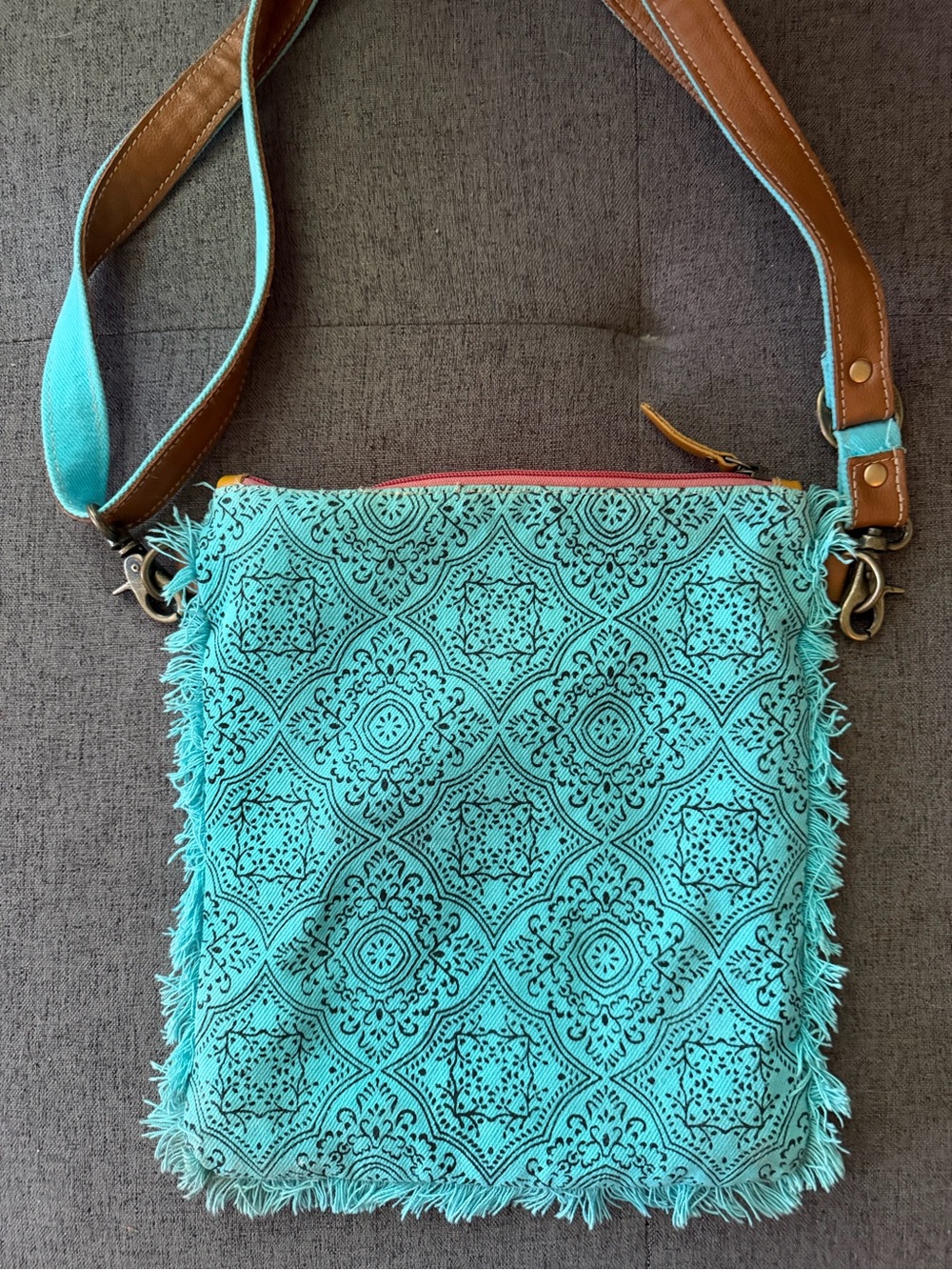 Myra Bag Turquoise Patterned Crossbody Bag - Lightweight Everyday Style